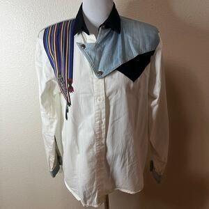 Adobe Rose Vintage 90s Western Aztec Native Print Button Shirt WOMENS MEDIUM